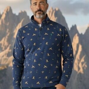 RARE Vintage Polo Ralph Lauren Mallard Duck Hunting 1/4 Zip Pullover Men's‎ M